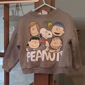 Zara Kids, Peanuts Kids Sweatshirt - Gray with Characters, Size 3-4